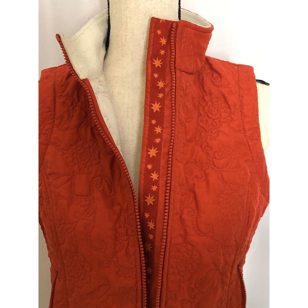 ISIS RUST ORANGE QUILTED FLORAL INSULATED VEST 4 - Picture 2 of 6
